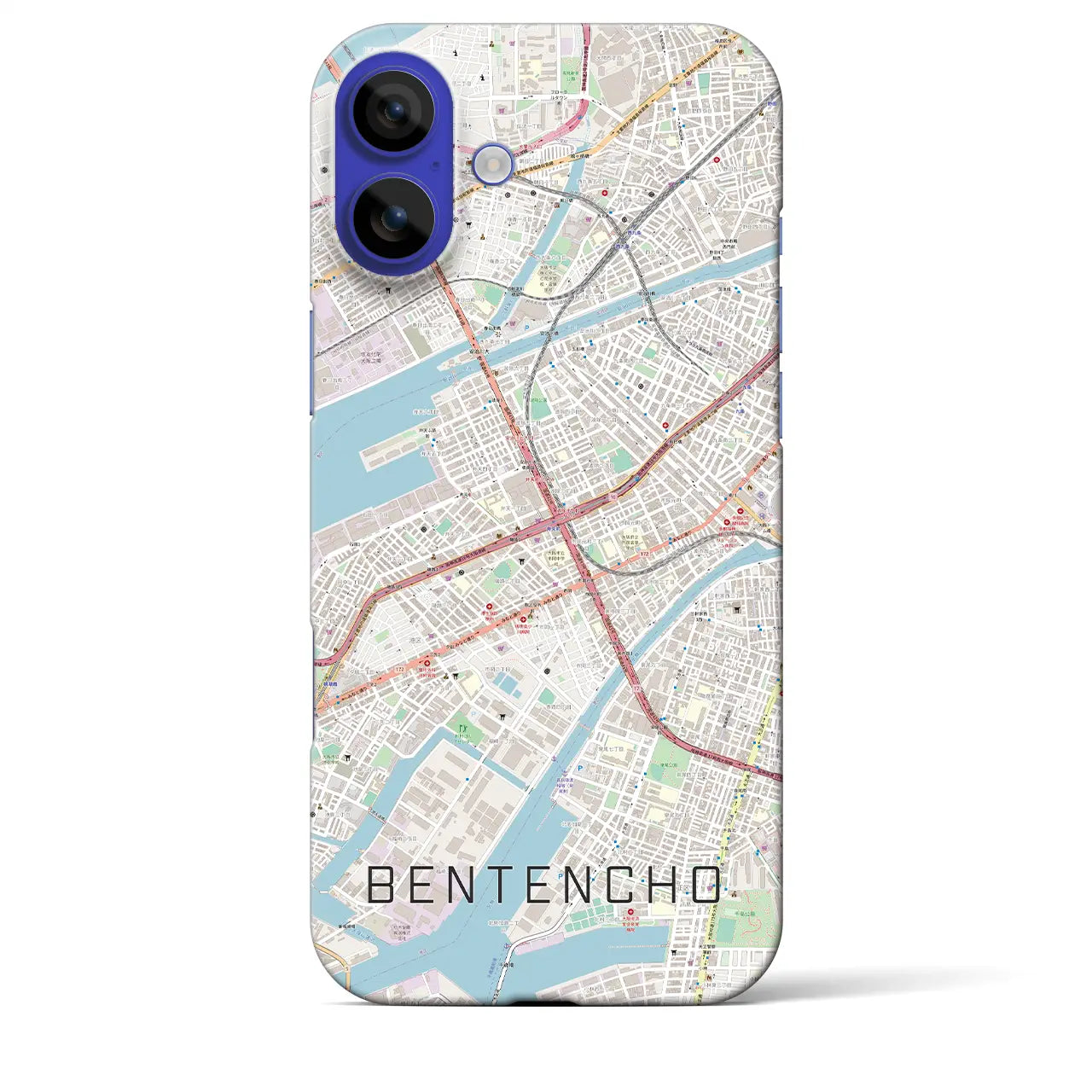 【弁天町(大阪府)】地図柄iPhoneケース(バックカバータイプ)ブラック・iPhone 16 Pro Max 用