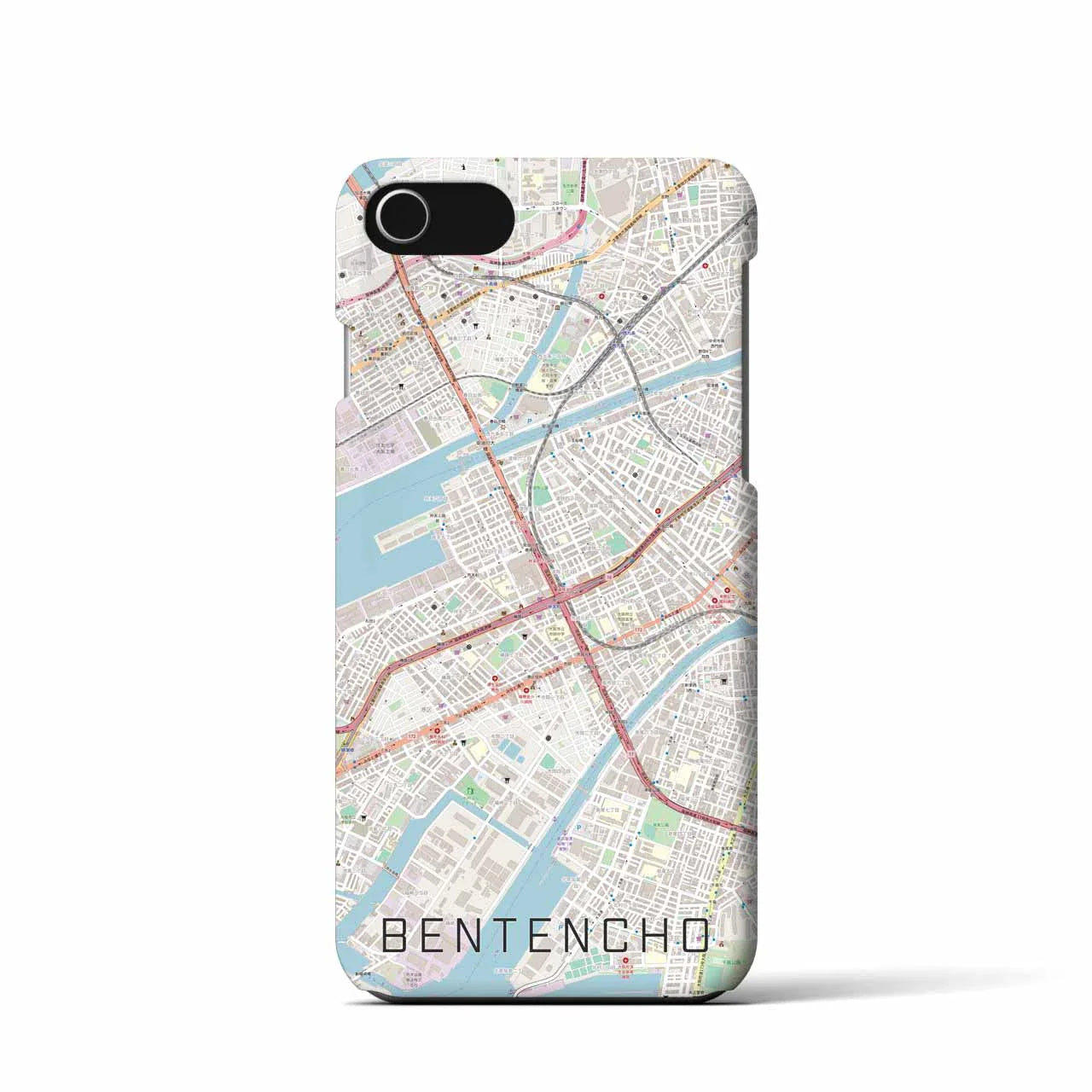 【弁天町(大阪府)】地図柄iPhoneケース(バックカバータイプ)