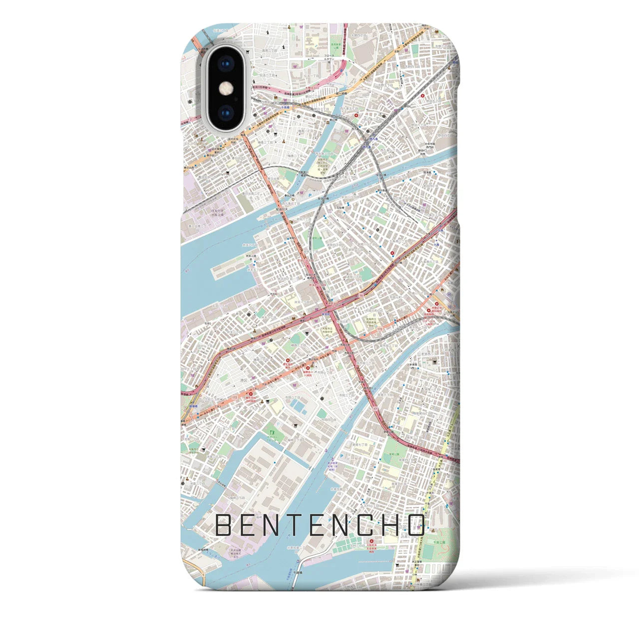 【弁天町(大阪府)】地図柄iPhoneケース(バックカバータイプ)