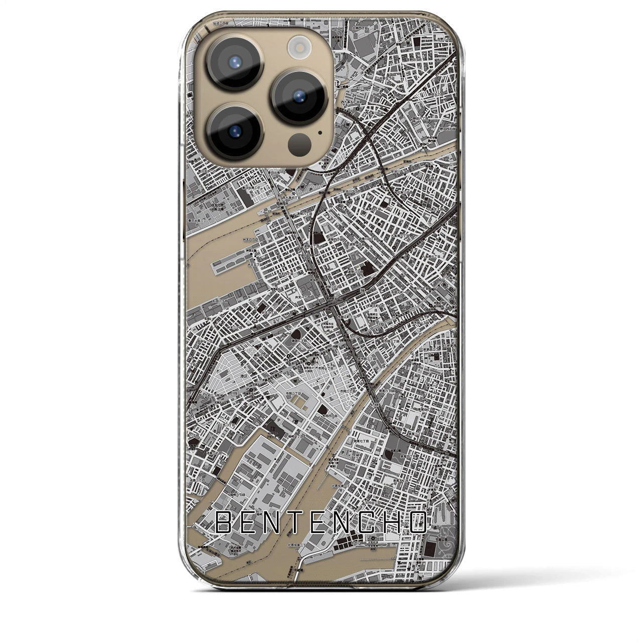 【弁天町(大阪府)】地図柄iPhoneケース(クリアタイプ)