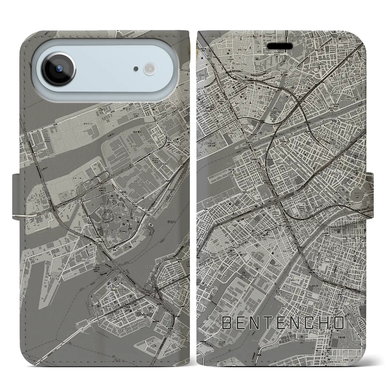 【弁天町(大阪府)】地図柄iPhoneケース(手帳タイプ)