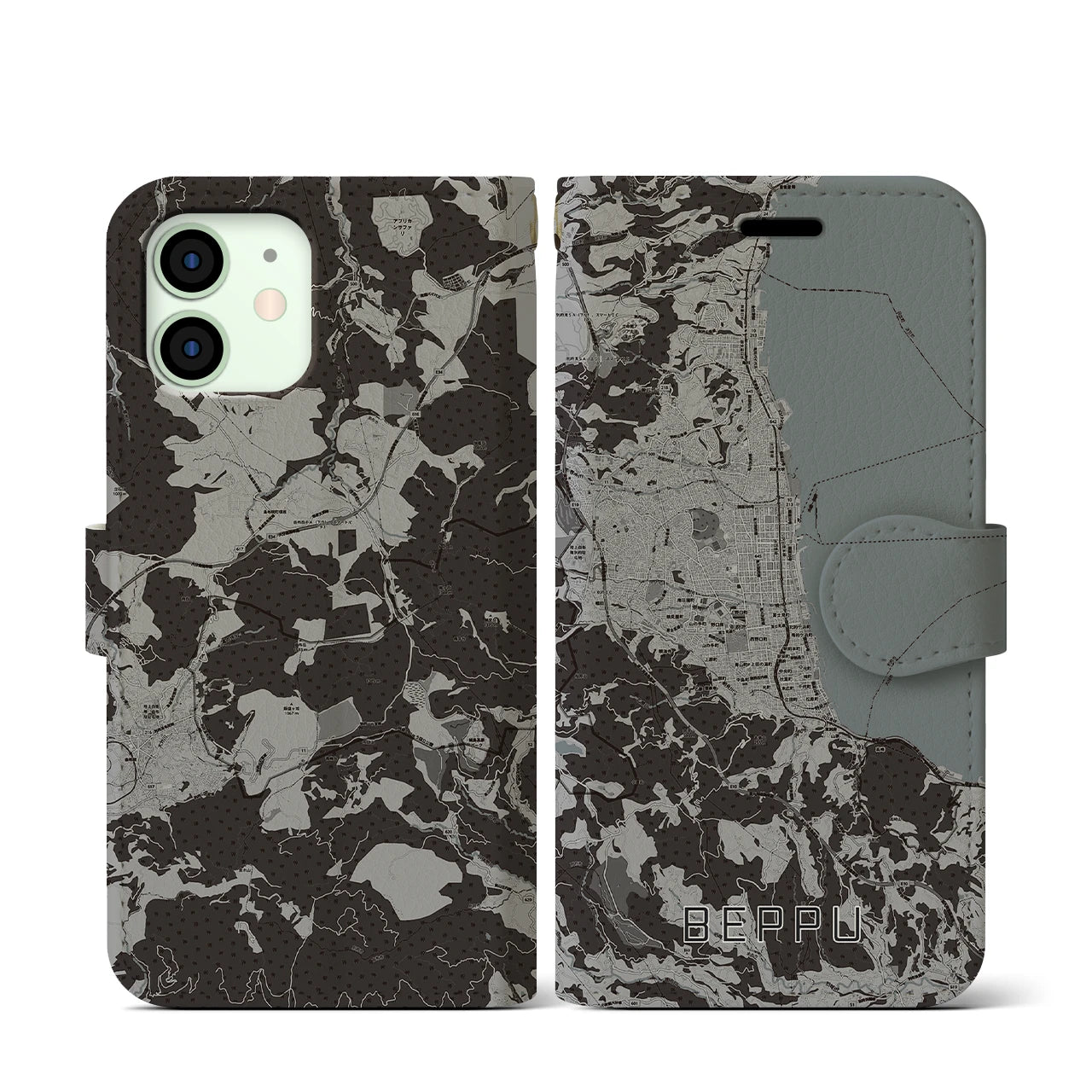 【別府(大分県)】地図柄iPhoneケース(手帳タイプ)