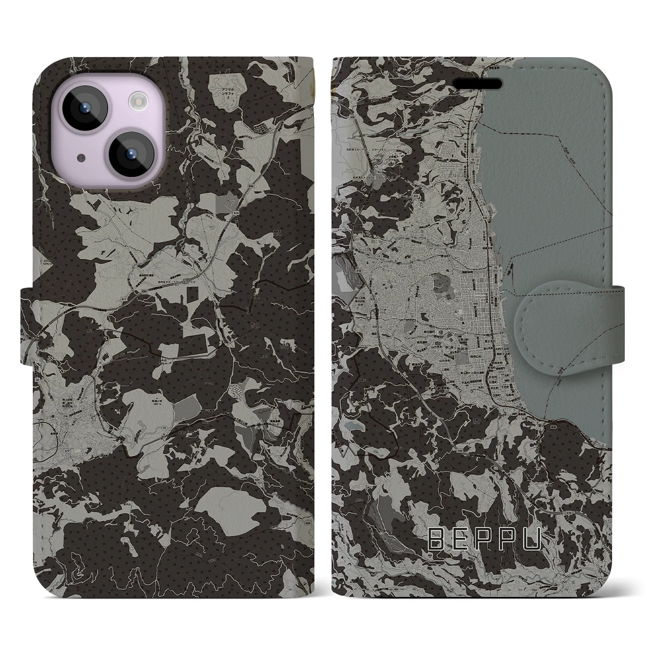 【別府(大分県)】地図柄iPhoneケース(手帳タイプ)