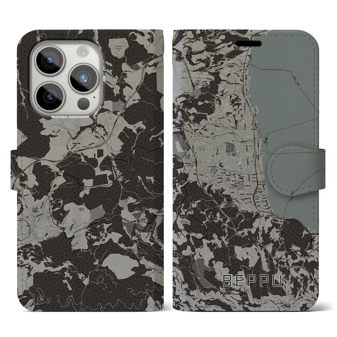 【別府(大分県)】地図柄iPhoneケース(手帳タイプ)