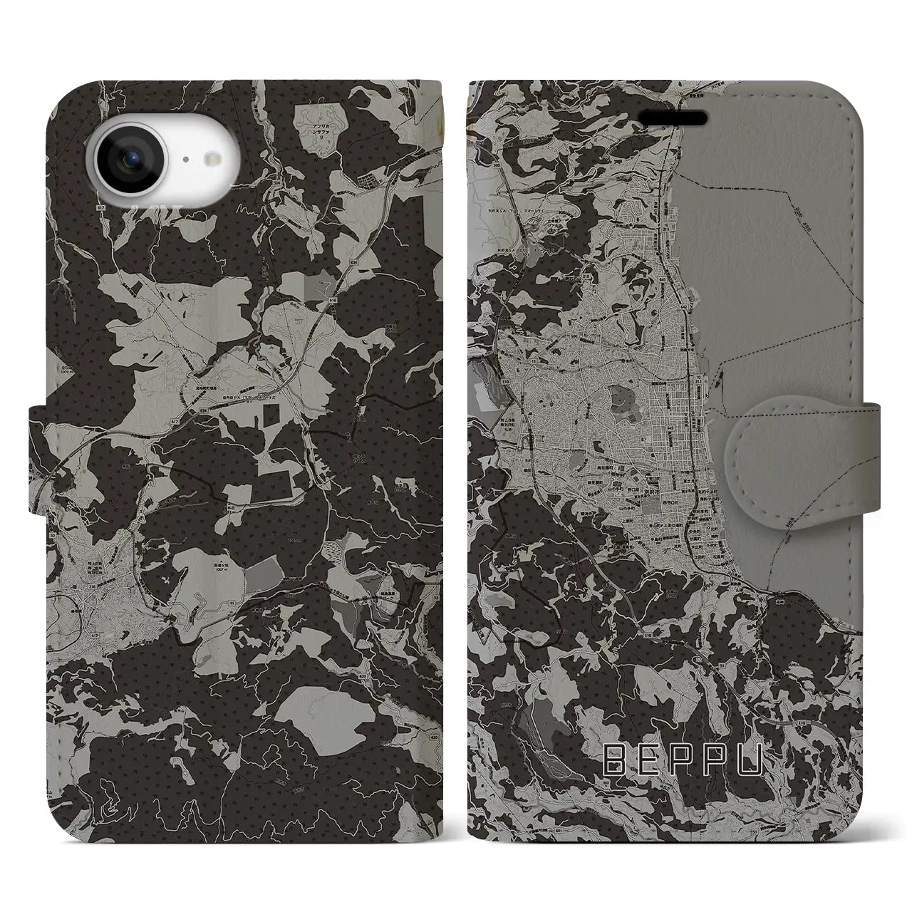 【別府(大分県)】地図柄iPhoneケース(手帳タイプ)