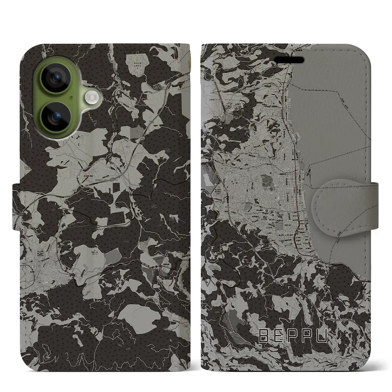 【別府(大分県)】地図柄iPhoneケース(手帳タイプ)