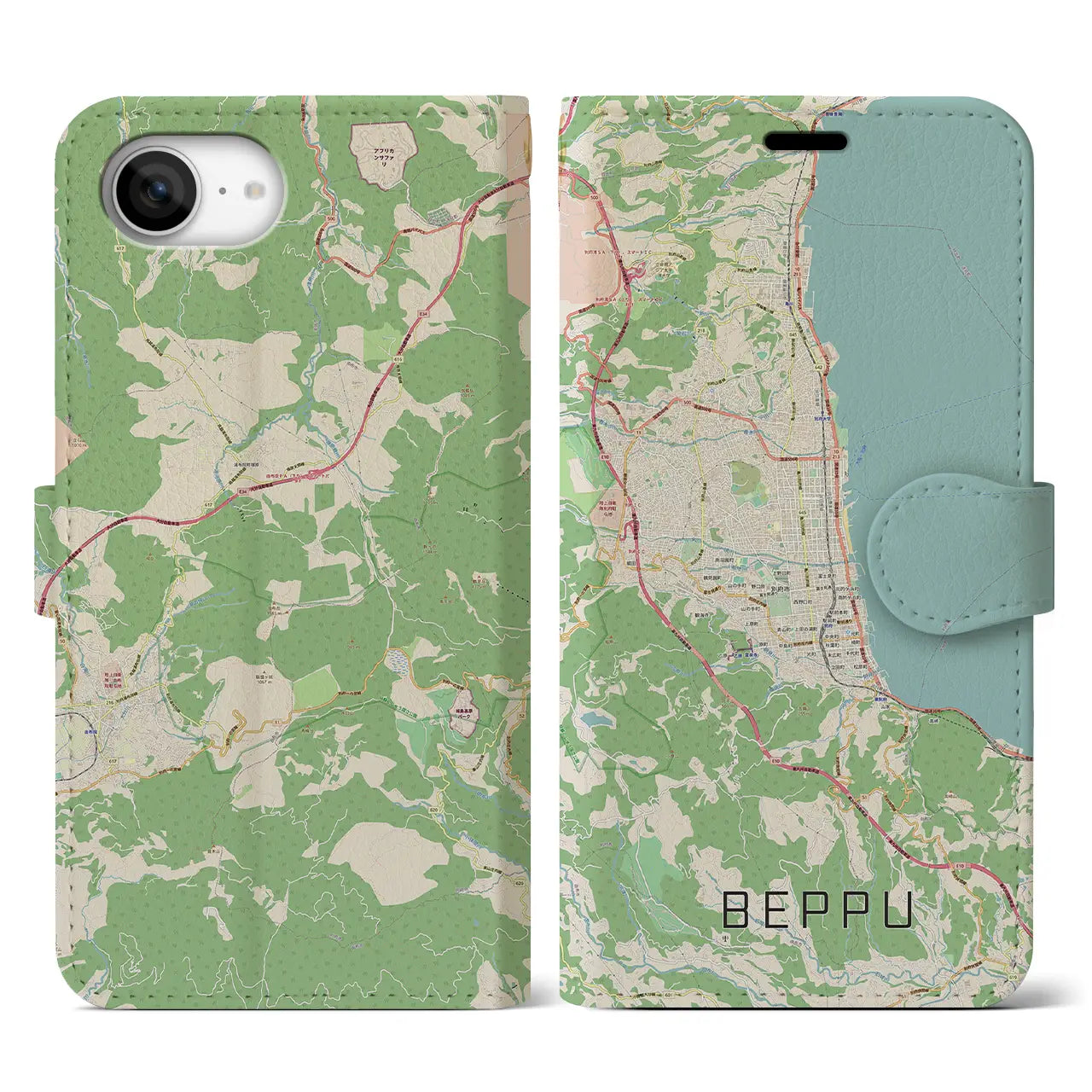 【別府(大分県)】地図柄iPhoneケース(手帳タイプ)