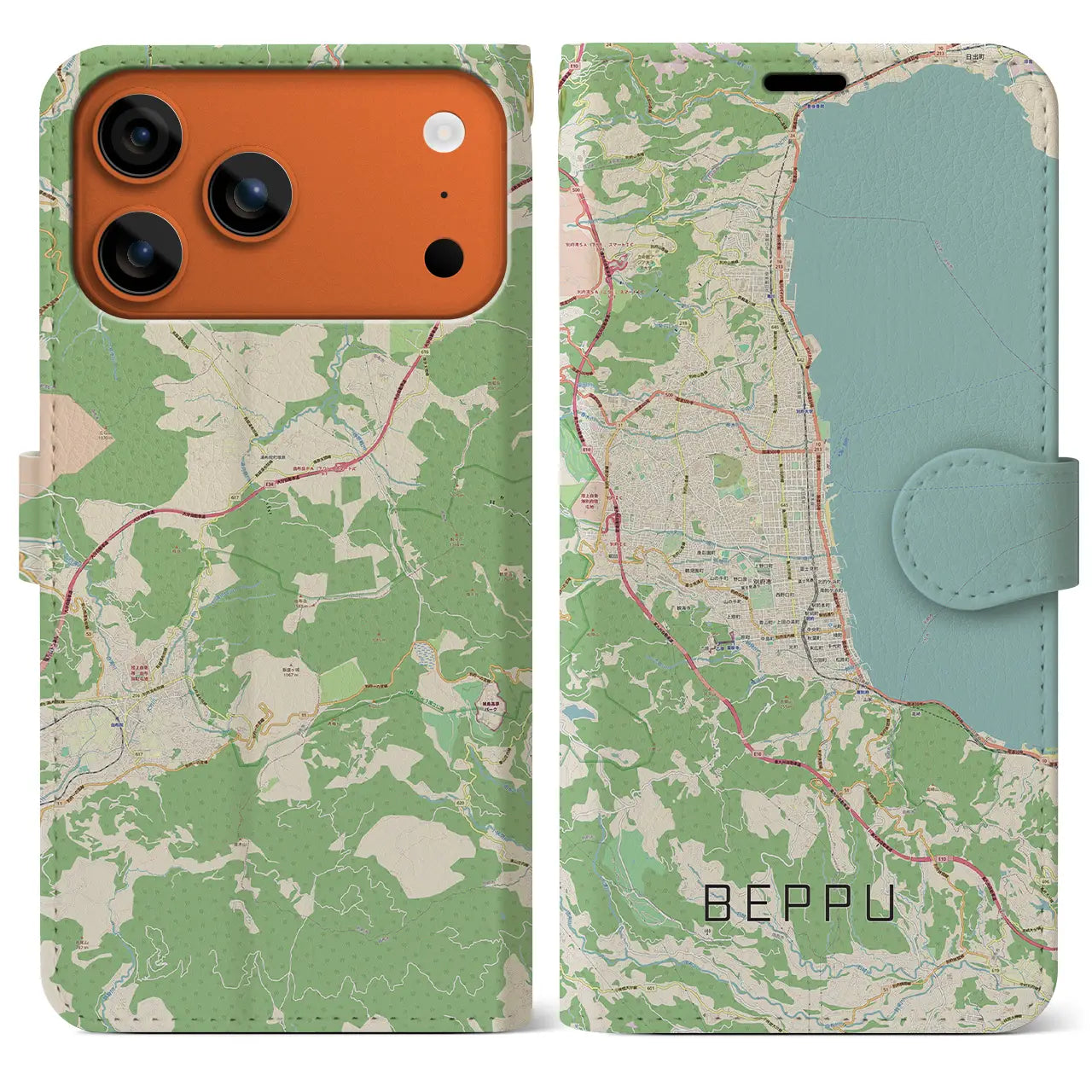 【別府(大分県)】地図柄iPhoneケース(手帳タイプ)