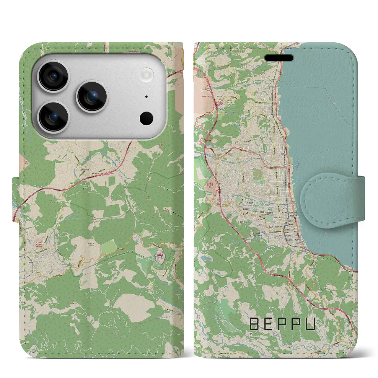 【別府(大分県)】地図柄iPhoneケース(手帳タイプ)