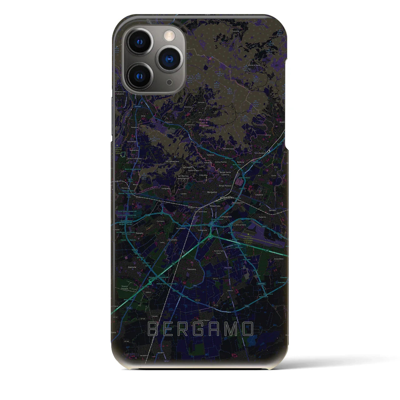 【ベルガモ(イタリア)】地図柄iPhoneケース(バックカバータイプ)