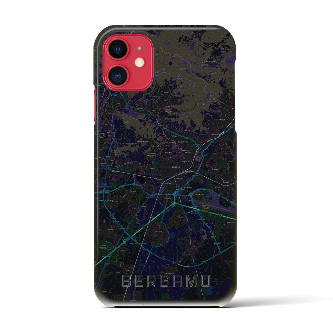 【ベルガモ(イタリア)】地図柄iPhoneケース(バックカバータイプ)