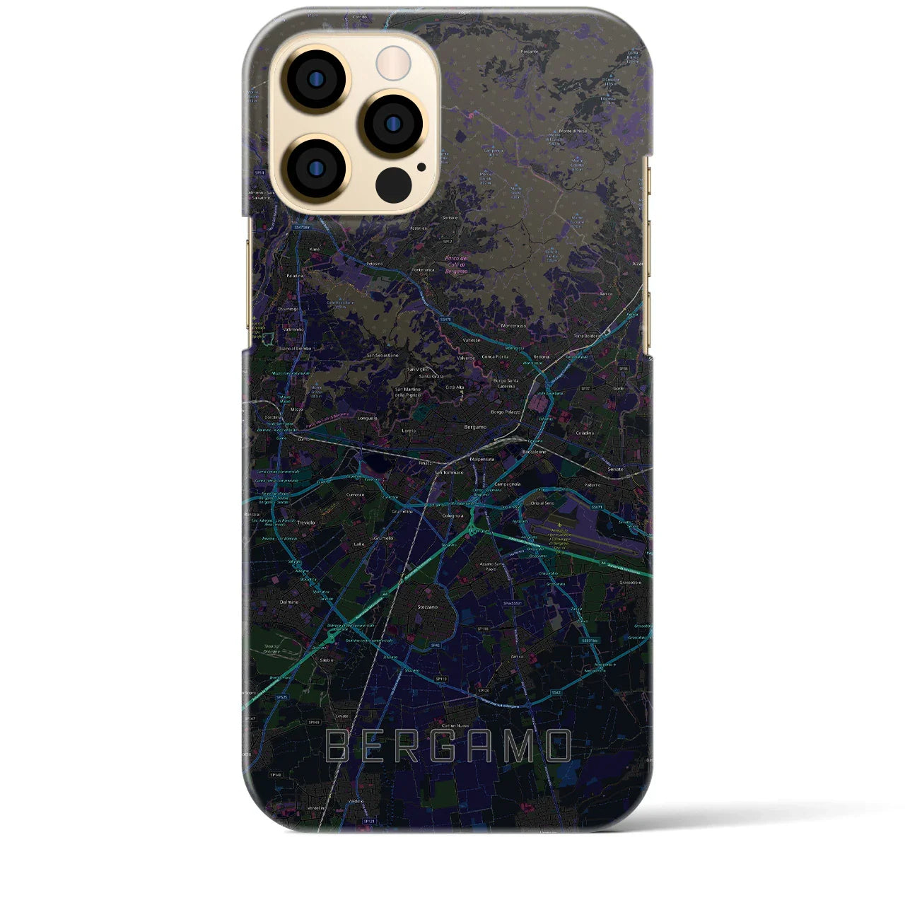 【ベルガモ(イタリア)】地図柄iPhoneケース(バックカバータイプ)