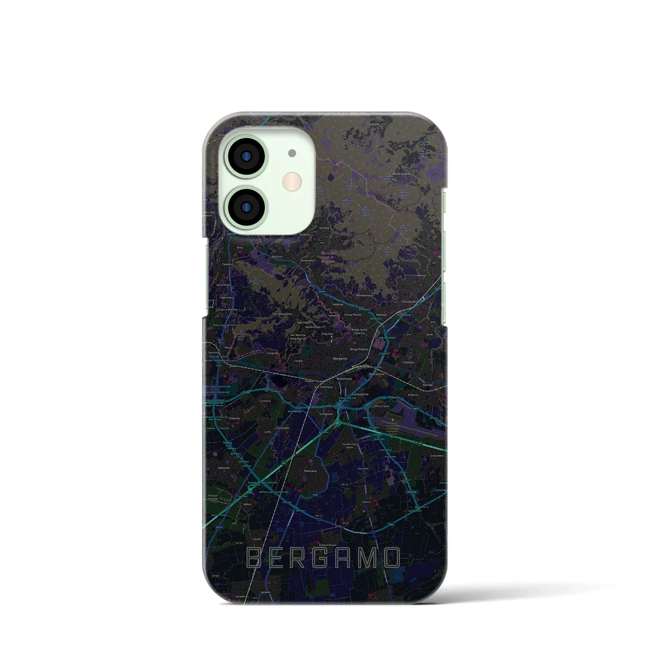 【ベルガモ(イタリア)】地図柄iPhoneケース(バックカバータイプ)