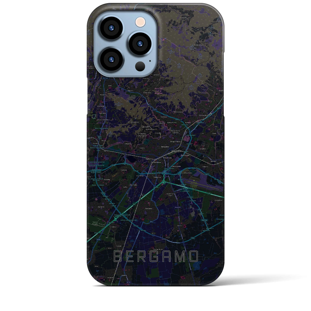 【ベルガモ(イタリア)】地図柄iPhoneケース(バックカバータイプ)