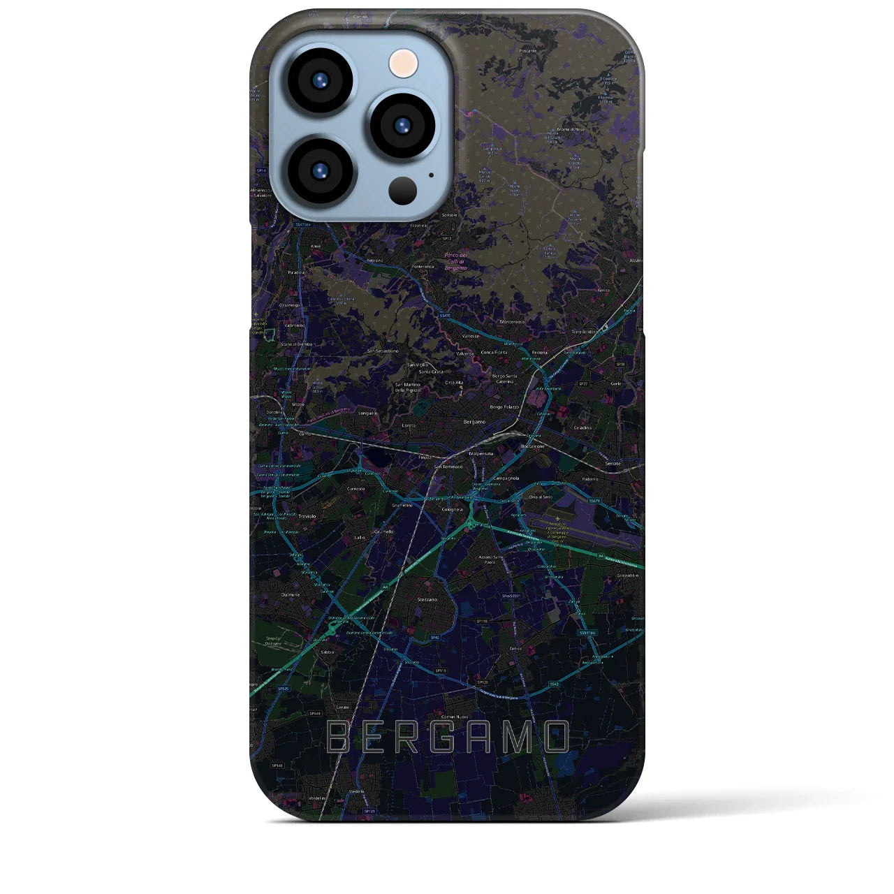 【ベルガモ(イタリア)】地図柄iPhoneケース(バックカバータイプ)