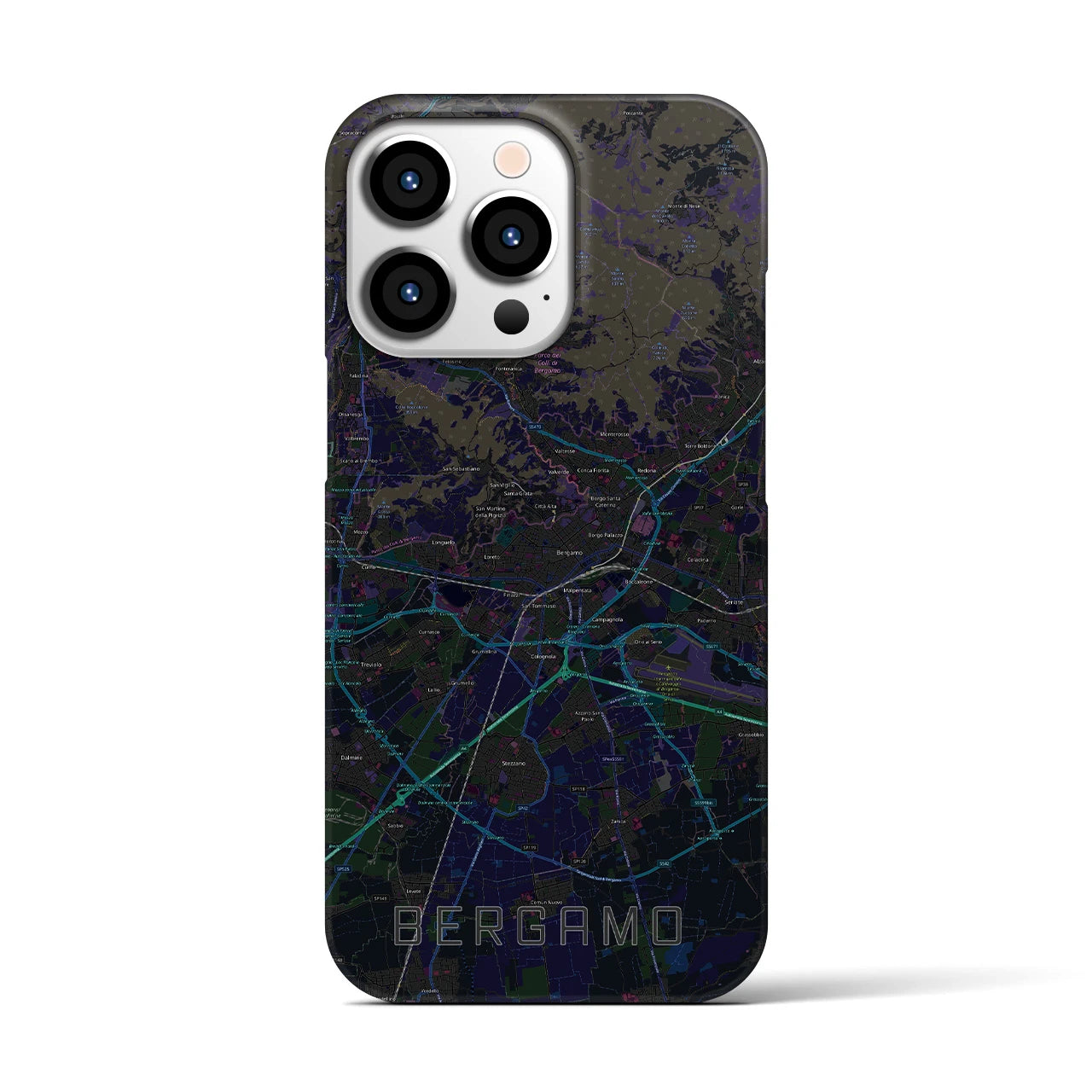 【ベルガモ(イタリア)】地図柄iPhoneケース(バックカバータイプ)