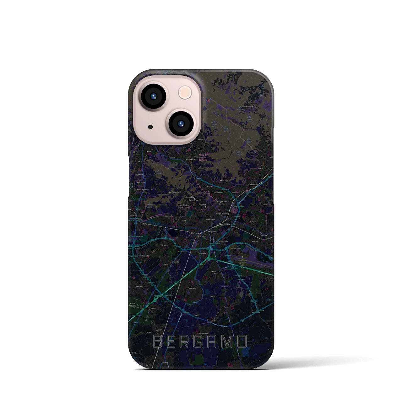 【ベルガモ(イタリア)】地図柄iPhoneケース(バックカバータイプ)