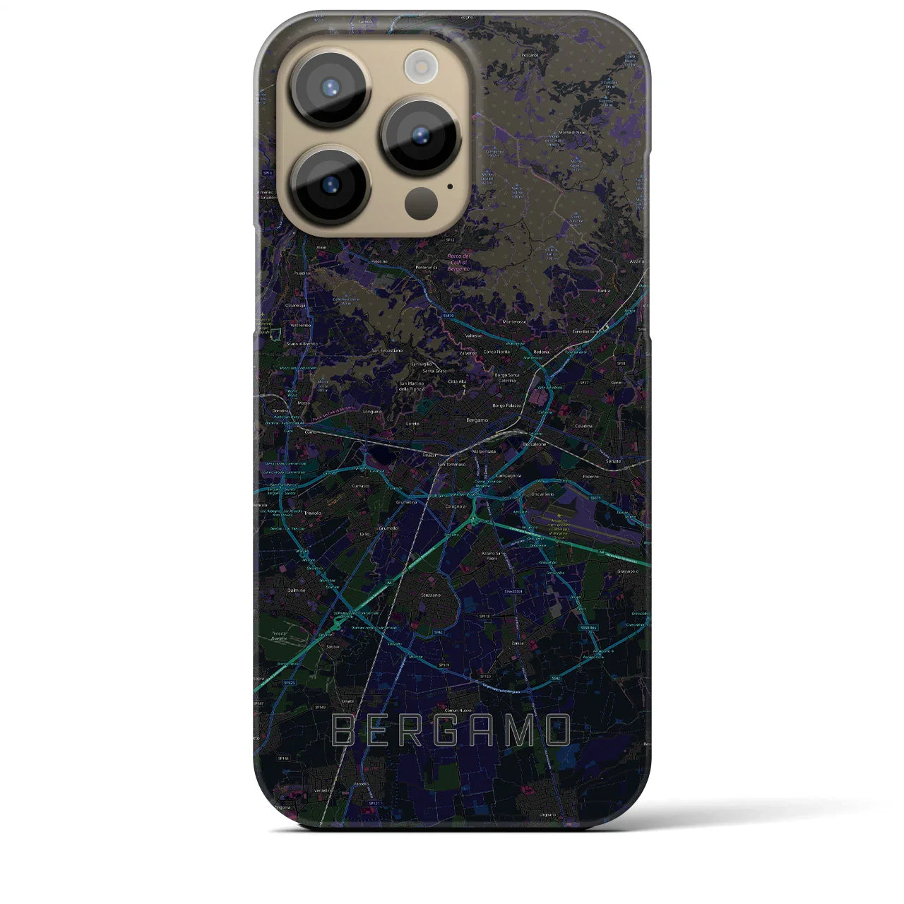【ベルガモ(イタリア)】地図柄iPhoneケース(バックカバータイプ)