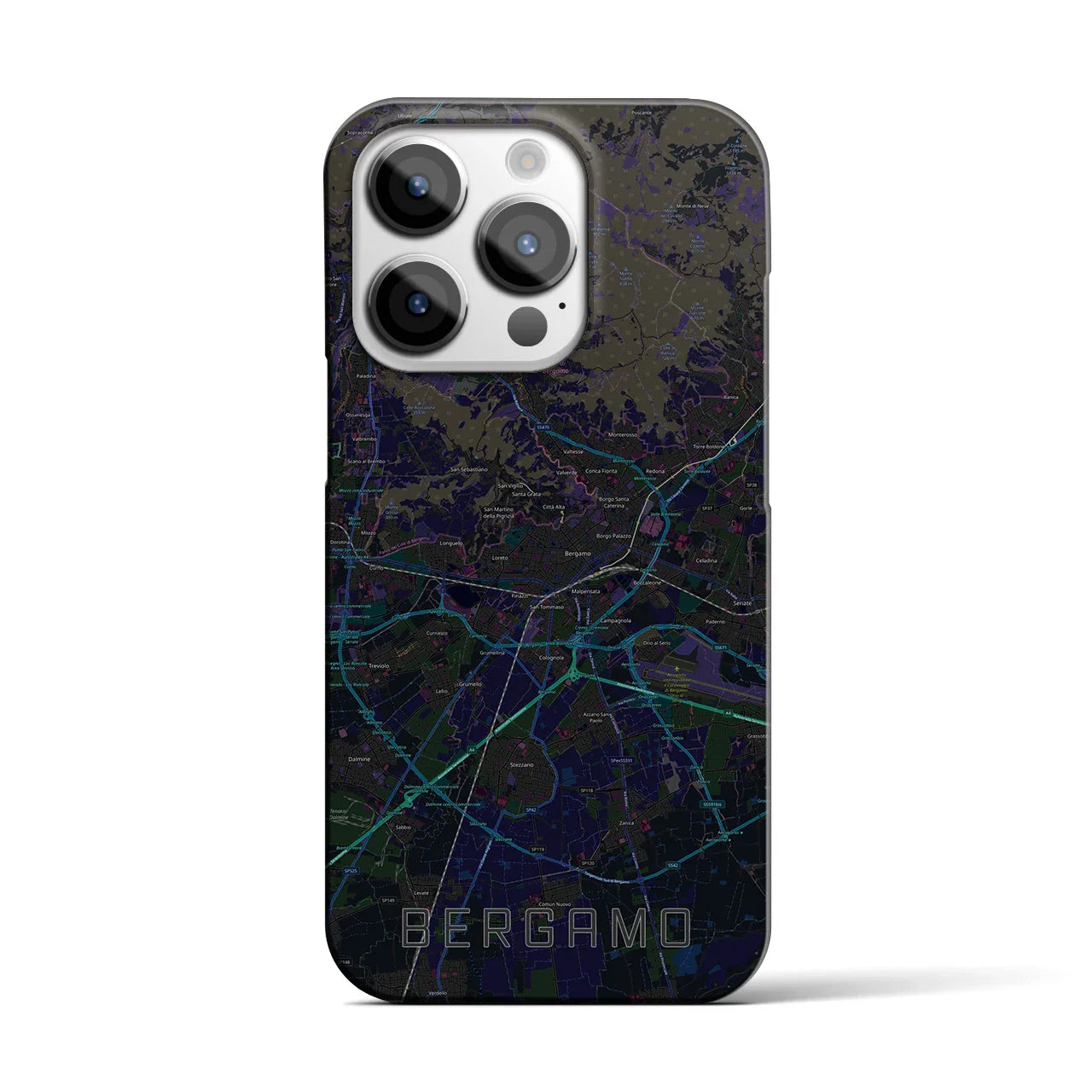 【ベルガモ(イタリア)】地図柄iPhoneケース(バックカバータイプ)