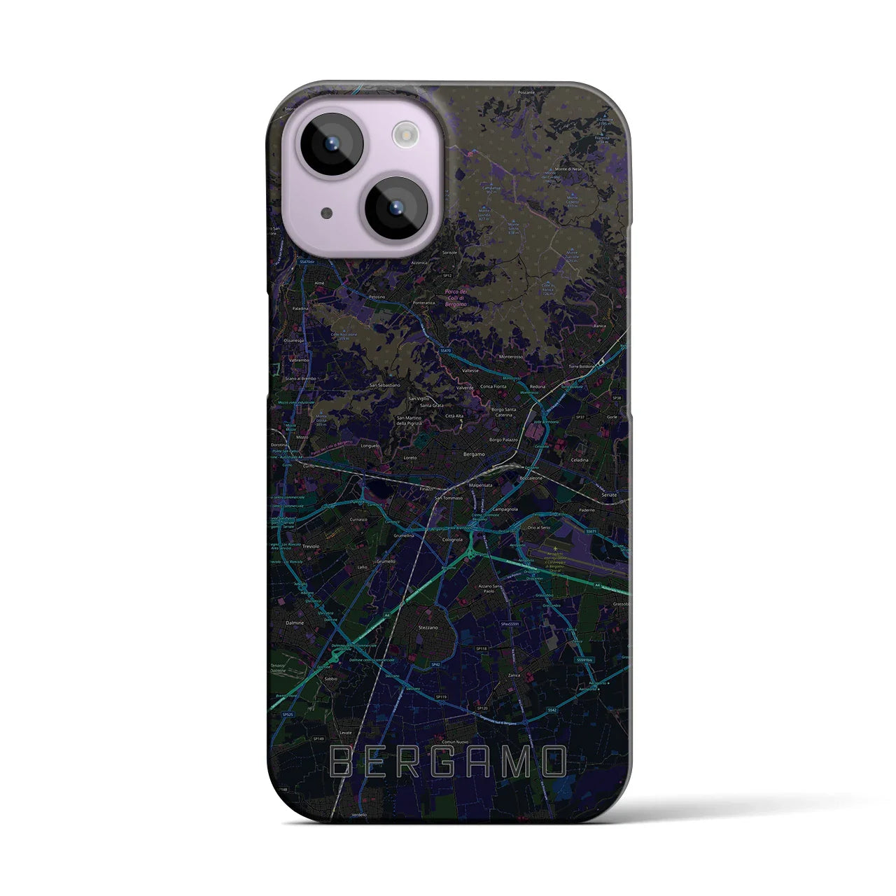 【ベルガモ(イタリア)】地図柄iPhoneケース(バックカバータイプ)
