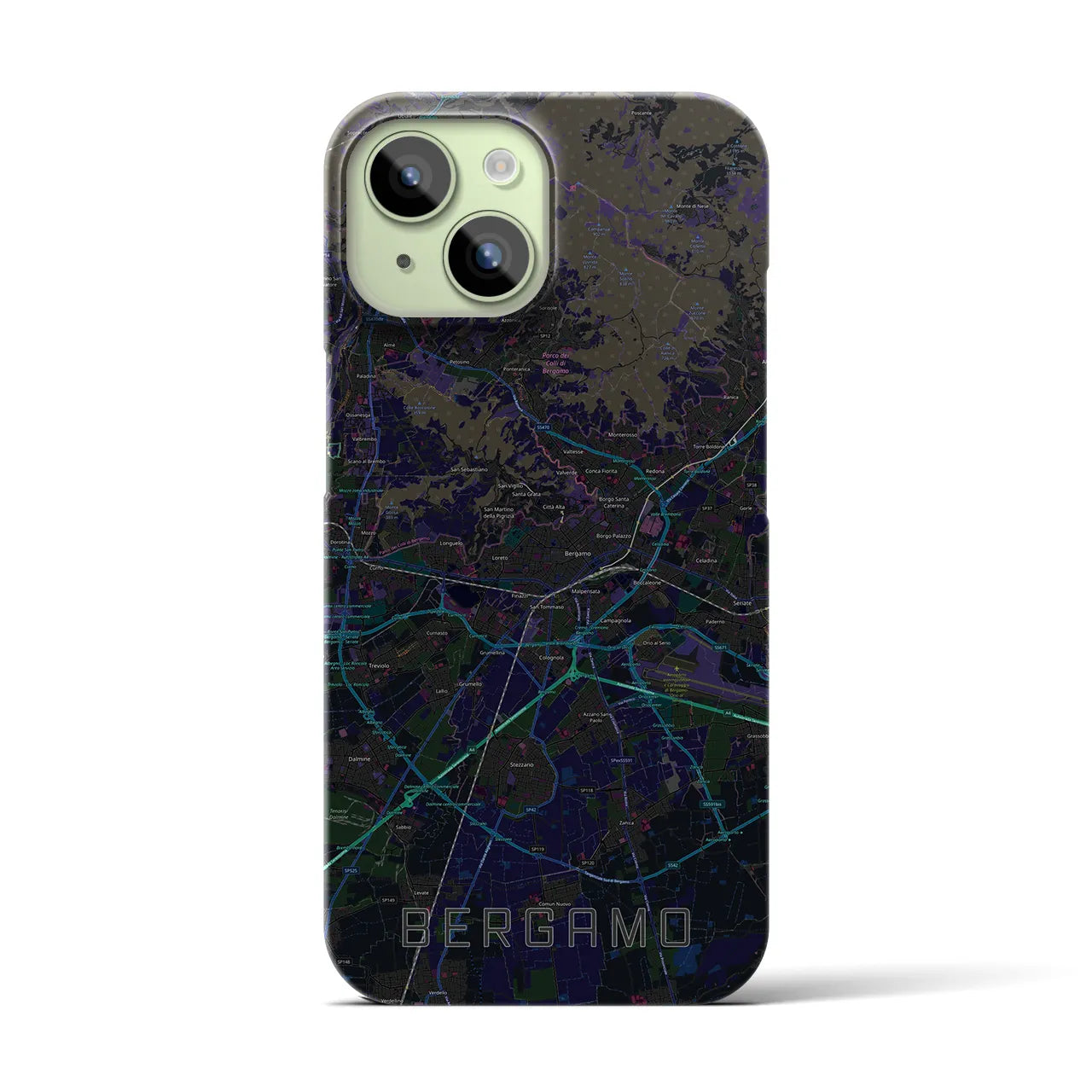【ベルガモ(イタリア)】地図柄iPhoneケース(バックカバータイプ)