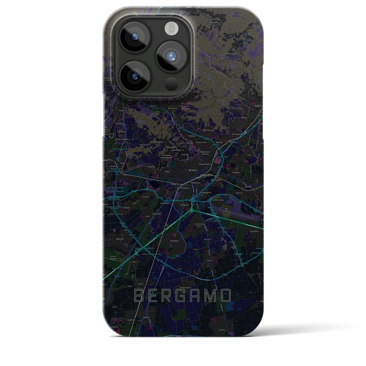 【ベルガモ(イタリア)】地図柄iPhoneケース(バックカバータイプ)