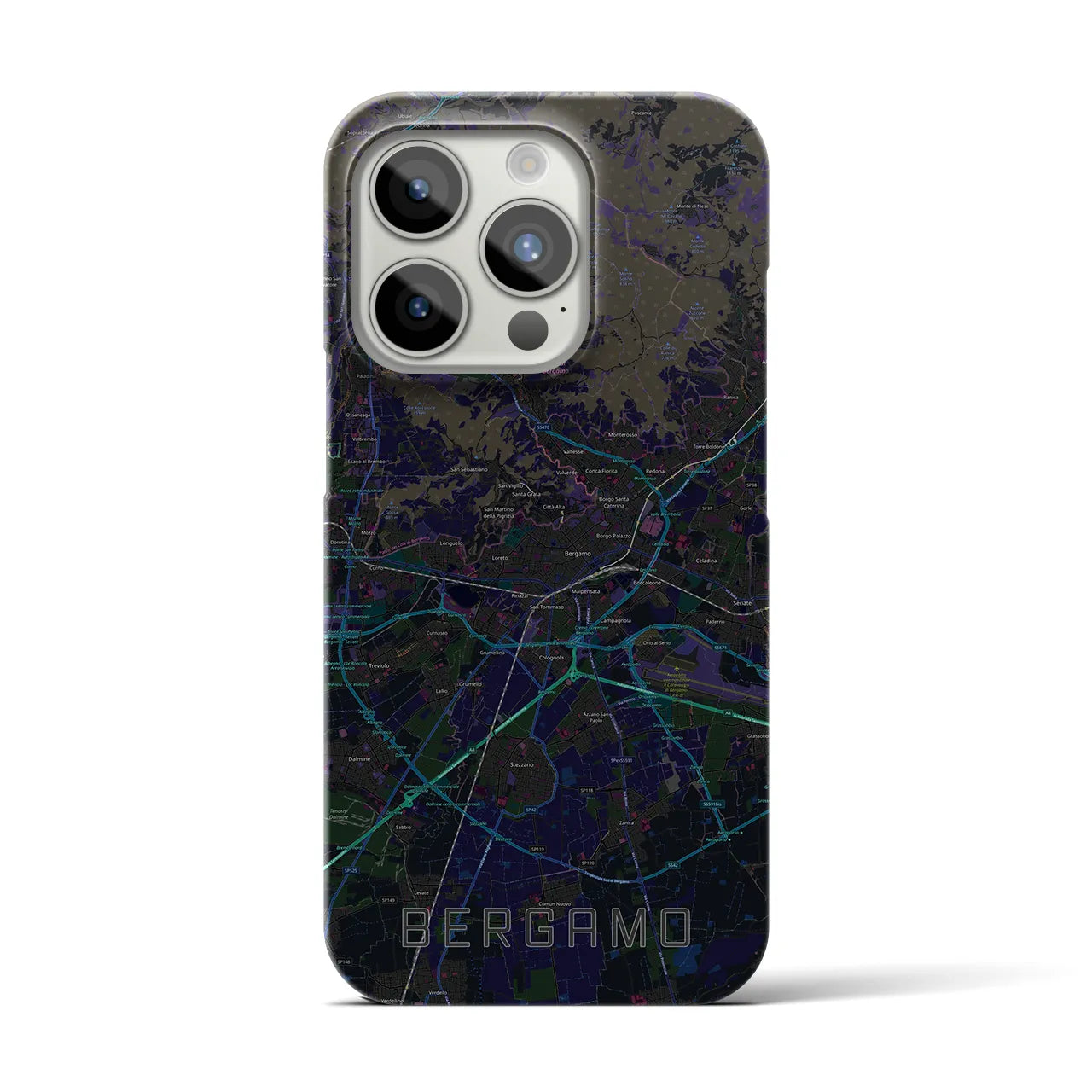 【ベルガモ(イタリア)】地図柄iPhoneケース(バックカバータイプ)