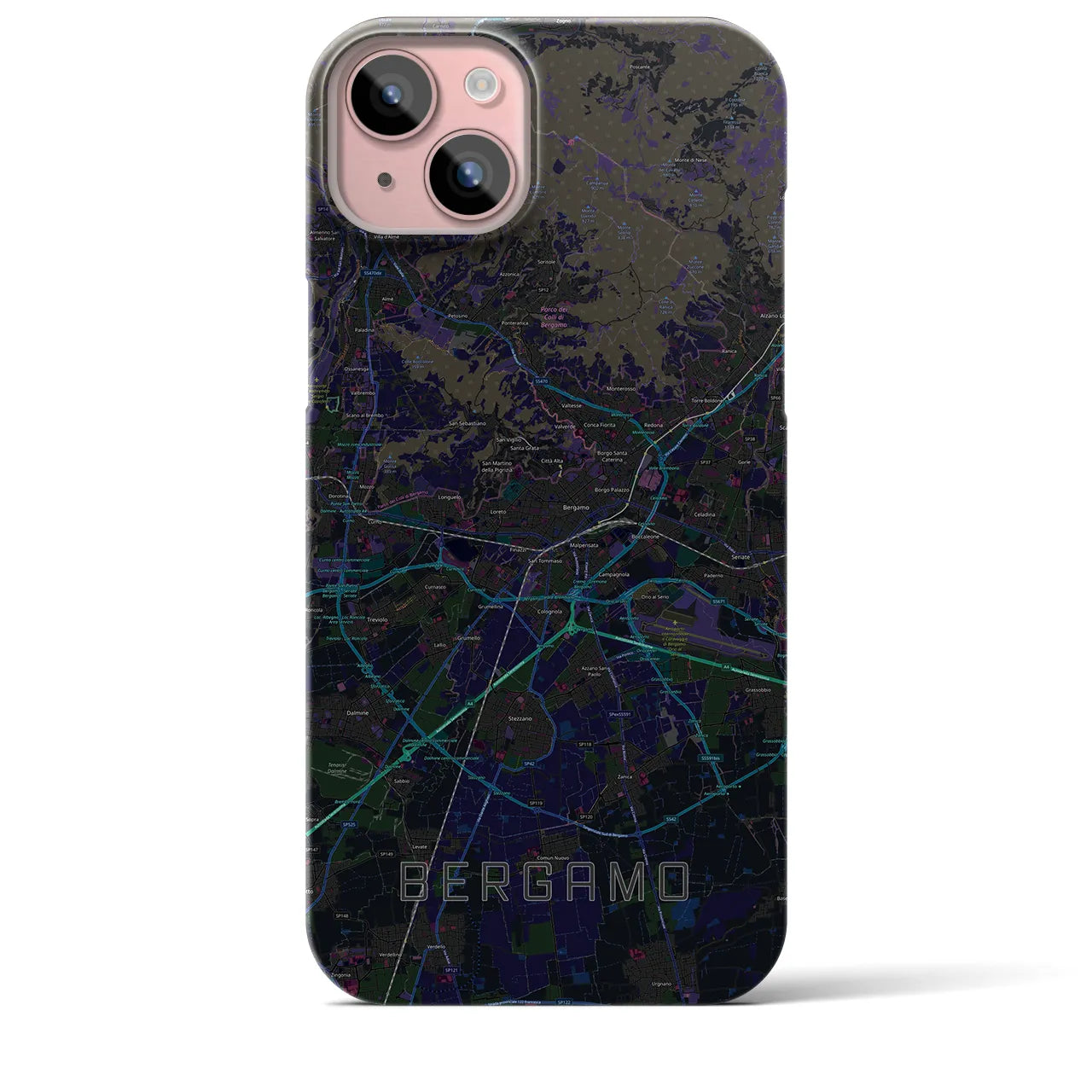 【ベルガモ(イタリア)】地図柄iPhoneケース(バックカバータイプ)