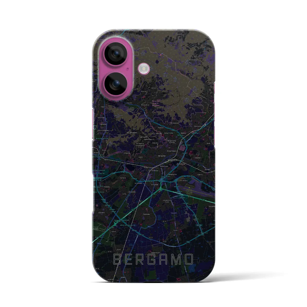 【ベルガモ(イタリア)】地図柄iPhoneケース(バックカバータイプ)