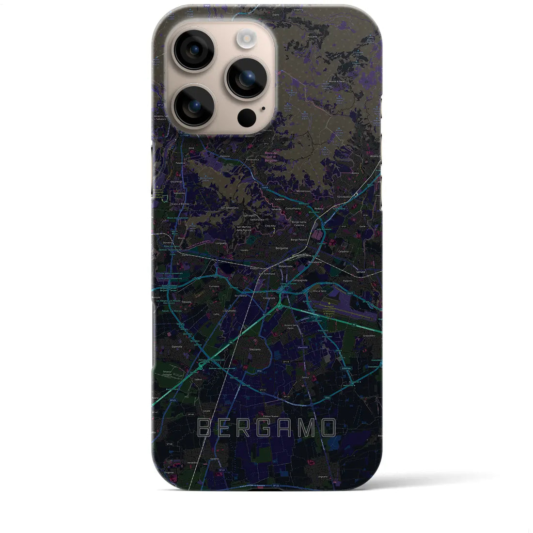 【ベルガモ(イタリア)】地図柄iPhoneケース(バックカバータイプ)