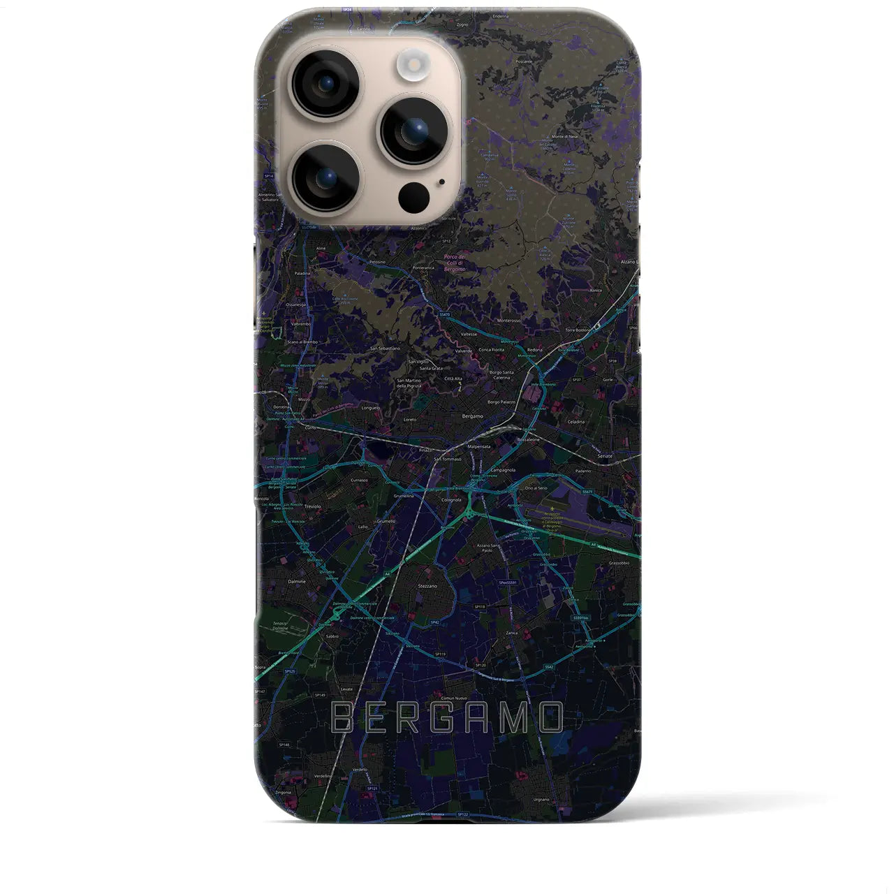 【ベルガモ(イタリア)】地図柄iPhoneケース(バックカバータイプ)
