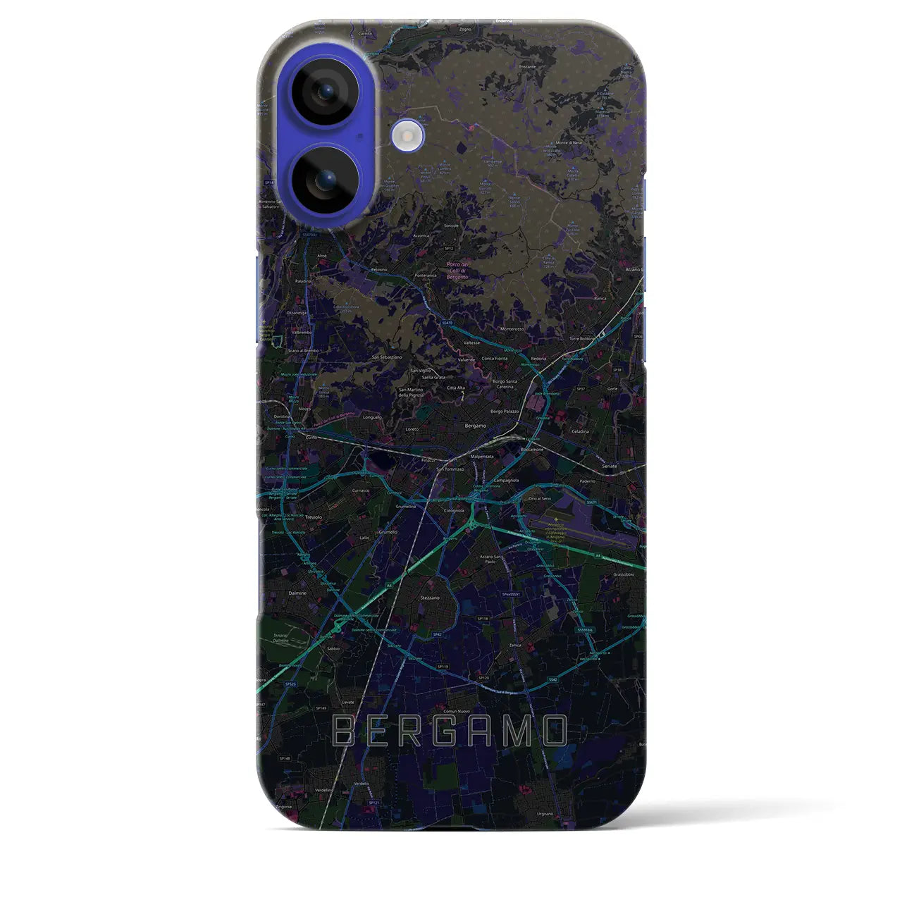 【ベルガモ(イタリア)】地図柄iPhoneケース(バックカバータイプ)