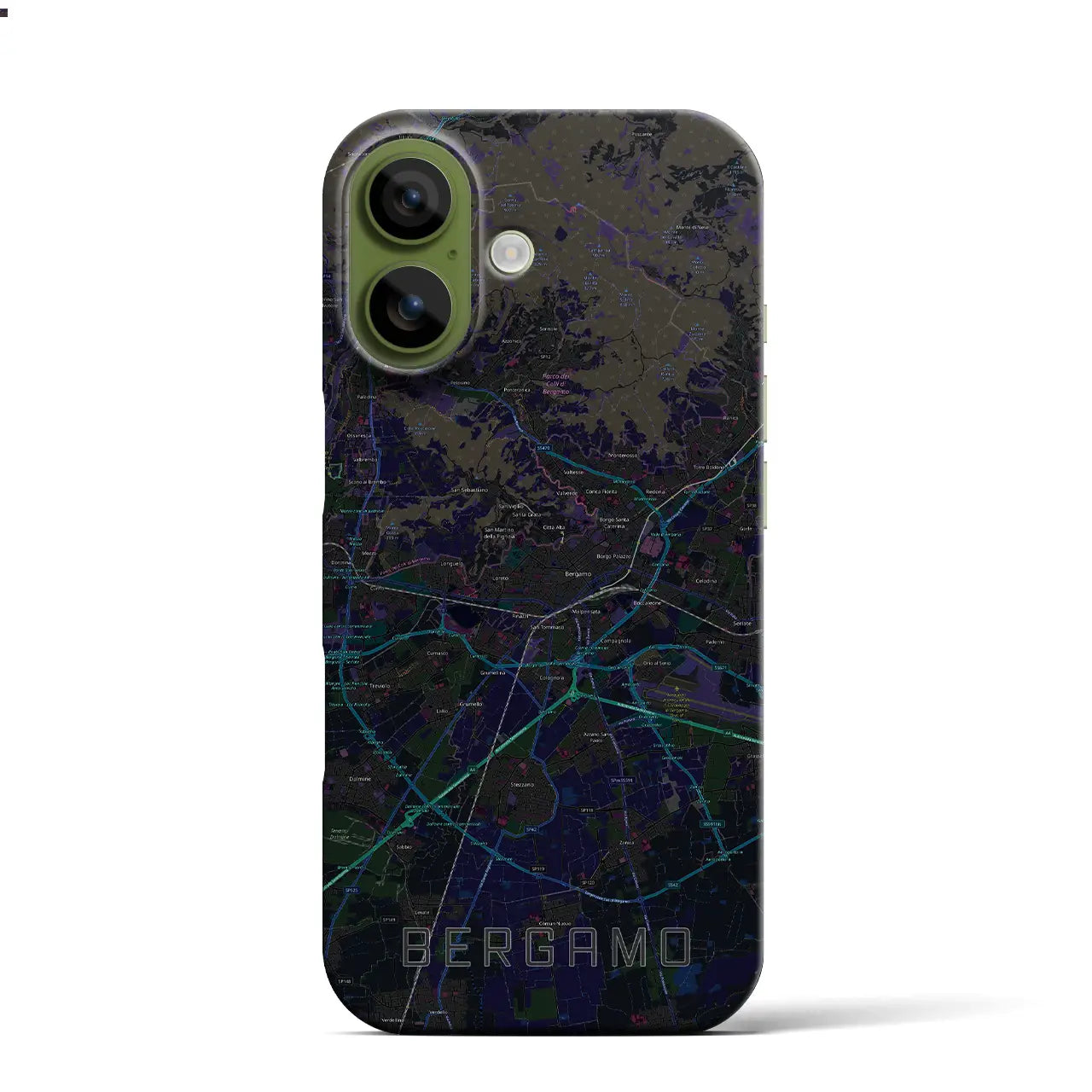 【ベルガモ(イタリア)】地図柄iPhoneケース(バックカバータイプ)