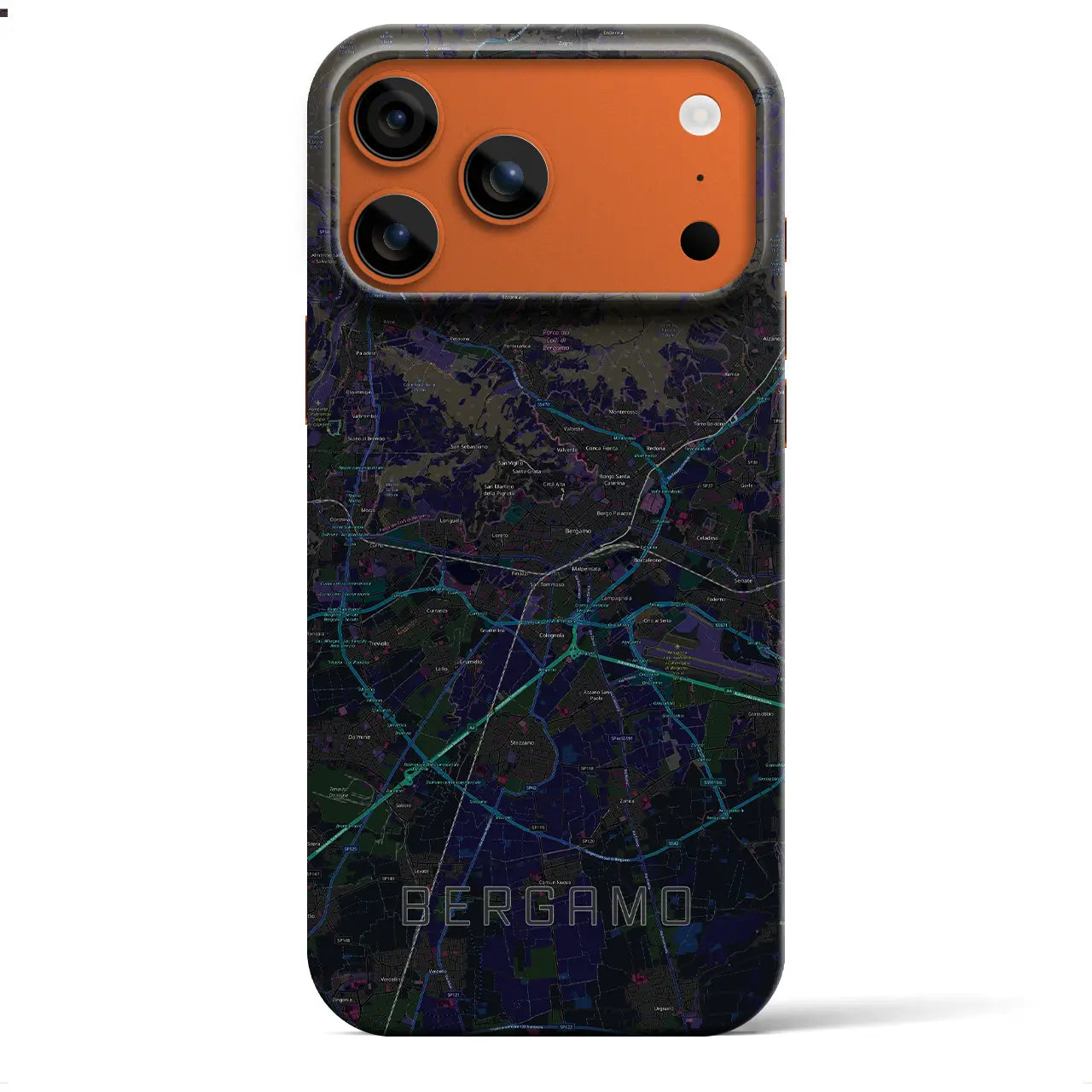 【ベルガモ(イタリア)】地図柄iPhoneケース(バックカバータイプ)