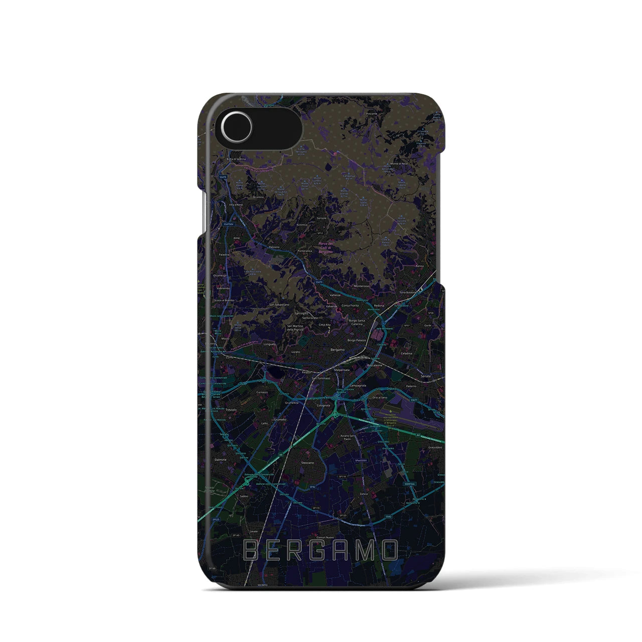 【ベルガモ(イタリア)】地図柄iPhoneケース(バックカバータイプ)