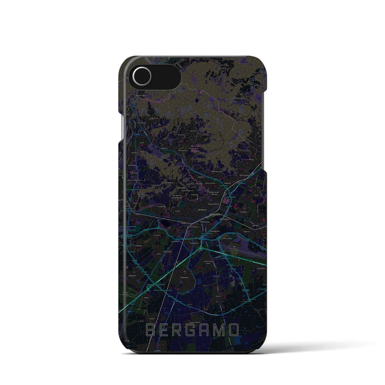 【ベルガモ(イタリア)】地図柄iPhoneケース(バックカバータイプ)