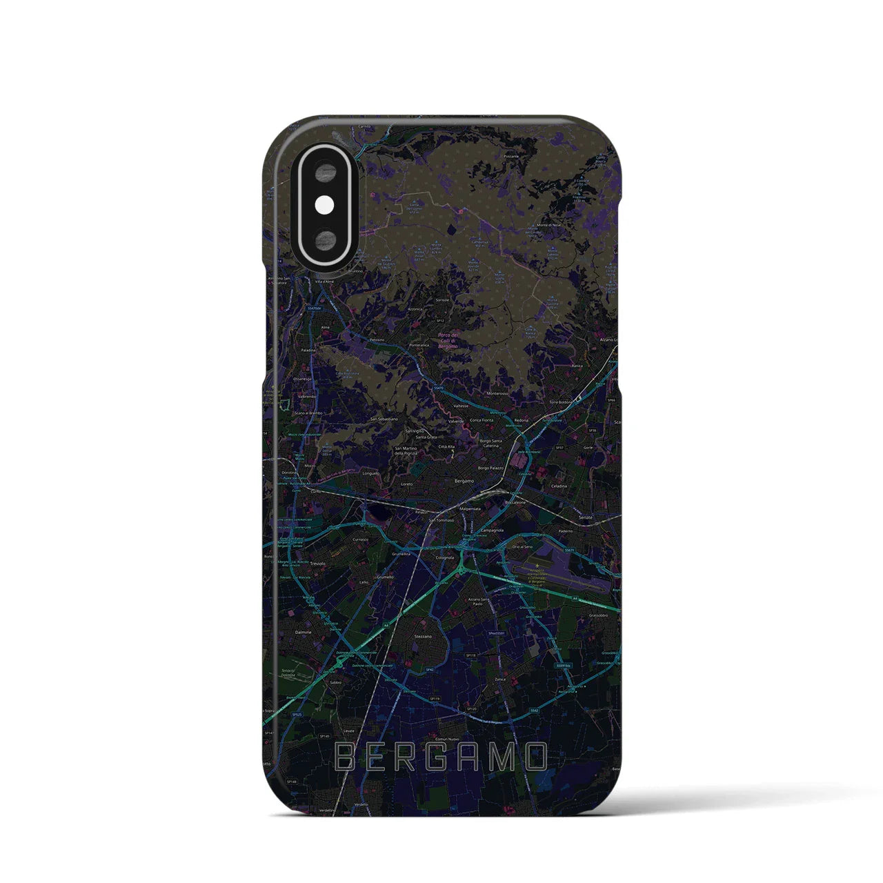 【ベルガモ(イタリア)】地図柄iPhoneケース(バックカバータイプ)