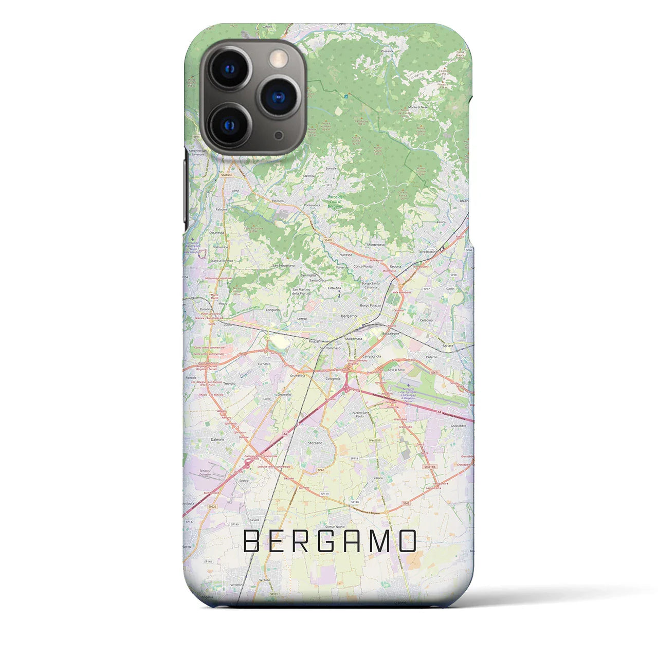 【ベルガモ(イタリア)】地図柄iPhoneケース(バックカバータイプ)