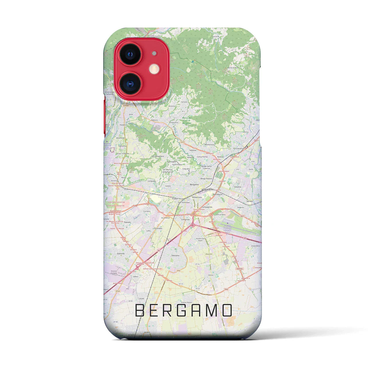【ベルガモ(イタリア)】地図柄iPhoneケース(バックカバータイプ)