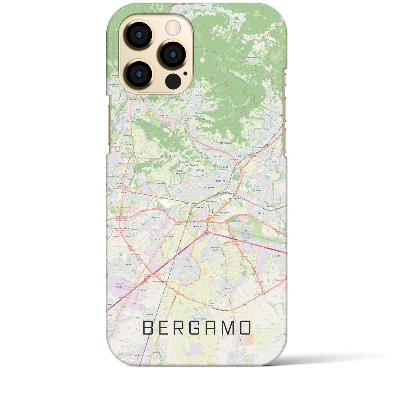 【ベルガモ(イタリア)】地図柄iPhoneケース(バックカバータイプ)