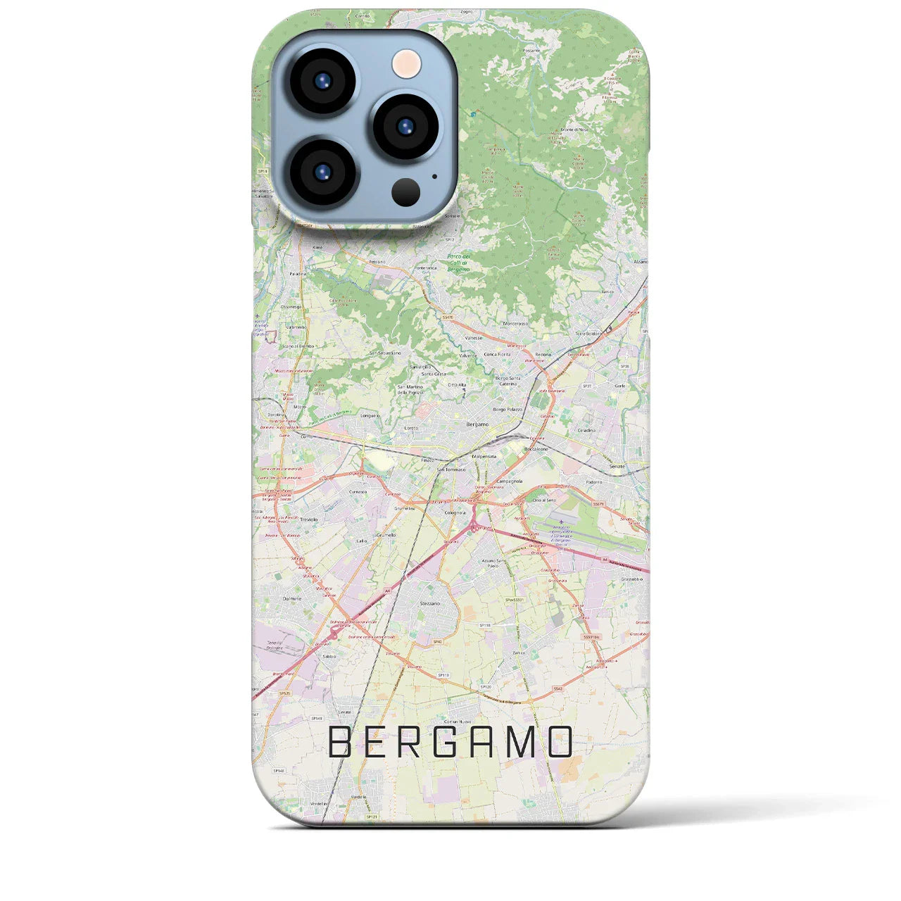 【ベルガモ(イタリア)】地図柄iPhoneケース(バックカバータイプ)