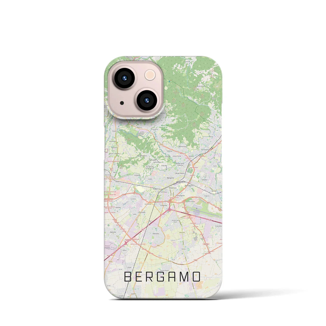 【ベルガモ(イタリア)】地図柄iPhoneケース(バックカバータイプ)