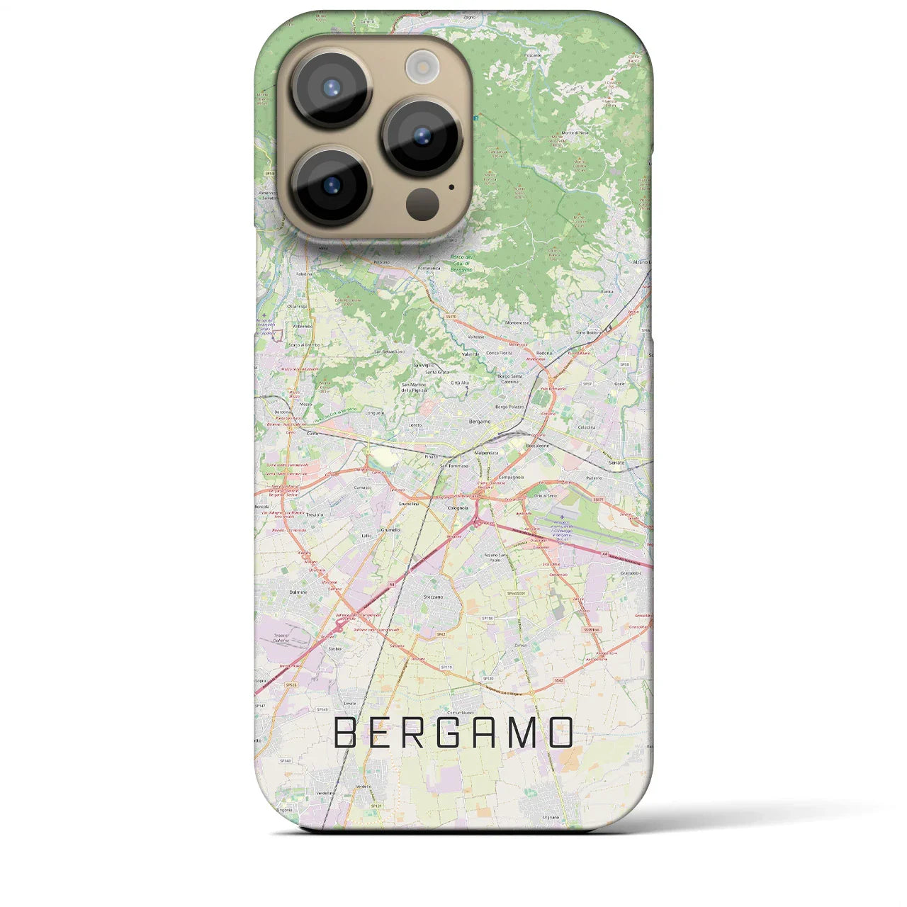 【ベルガモ(イタリア)】地図柄iPhoneケース(バックカバータイプ)