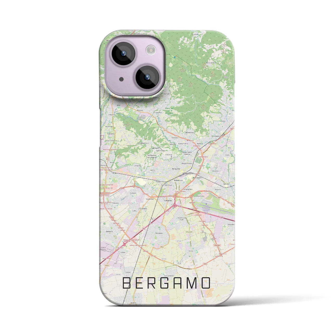 【ベルガモ(イタリア)】地図柄iPhoneケース(バックカバータイプ)