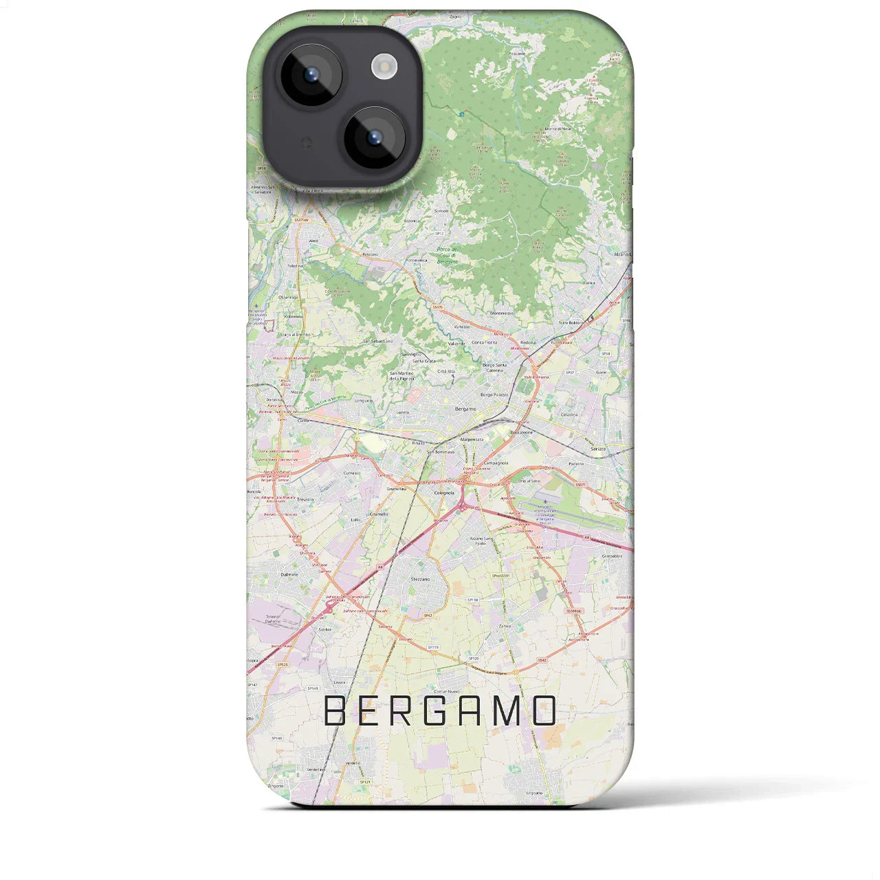 【ベルガモ(イタリア)】地図柄iPhoneケース(バックカバータイプ)