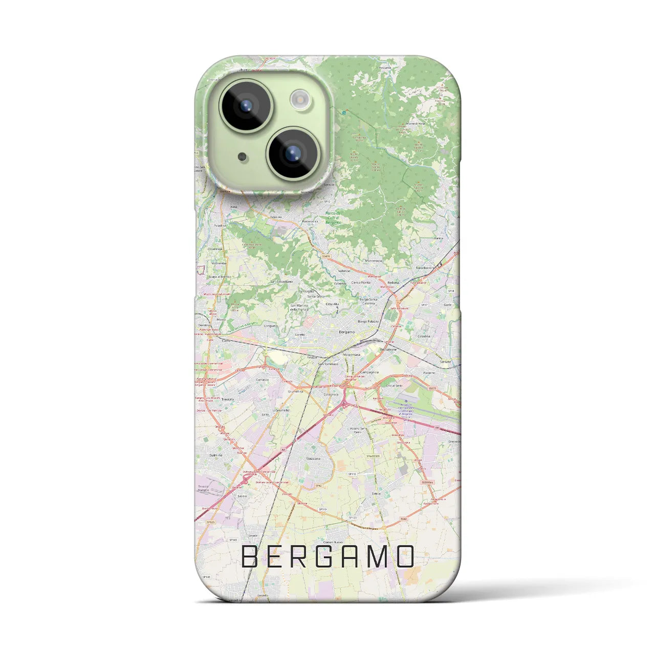 【ベルガモ(イタリア)】地図柄iPhoneケース(バックカバータイプ)