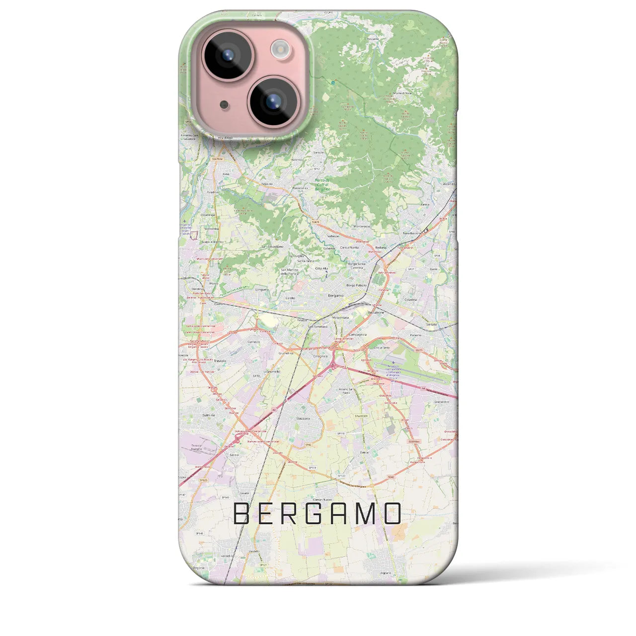 【ベルガモ(イタリア)】地図柄iPhoneケース(バックカバータイプ)