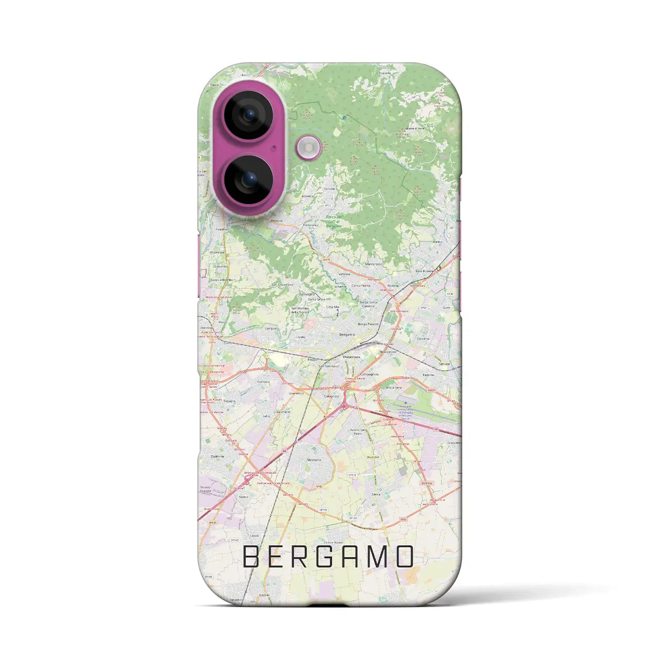 【ベルガモ(イタリア)】地図柄iPhoneケース(バックカバータイプ)