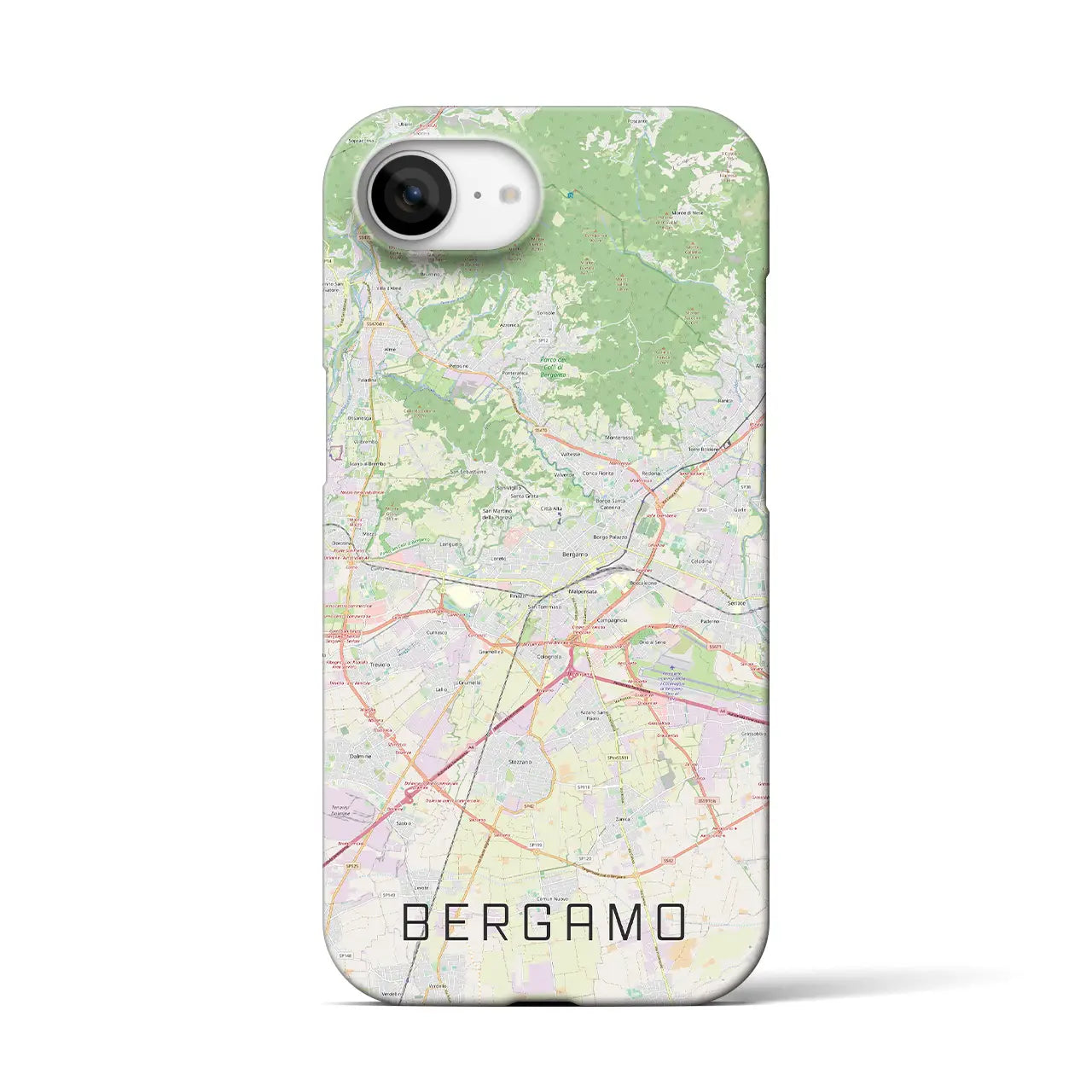 【ベルガモ(イタリア)】地図柄iPhoneケース(バックカバータイプ)