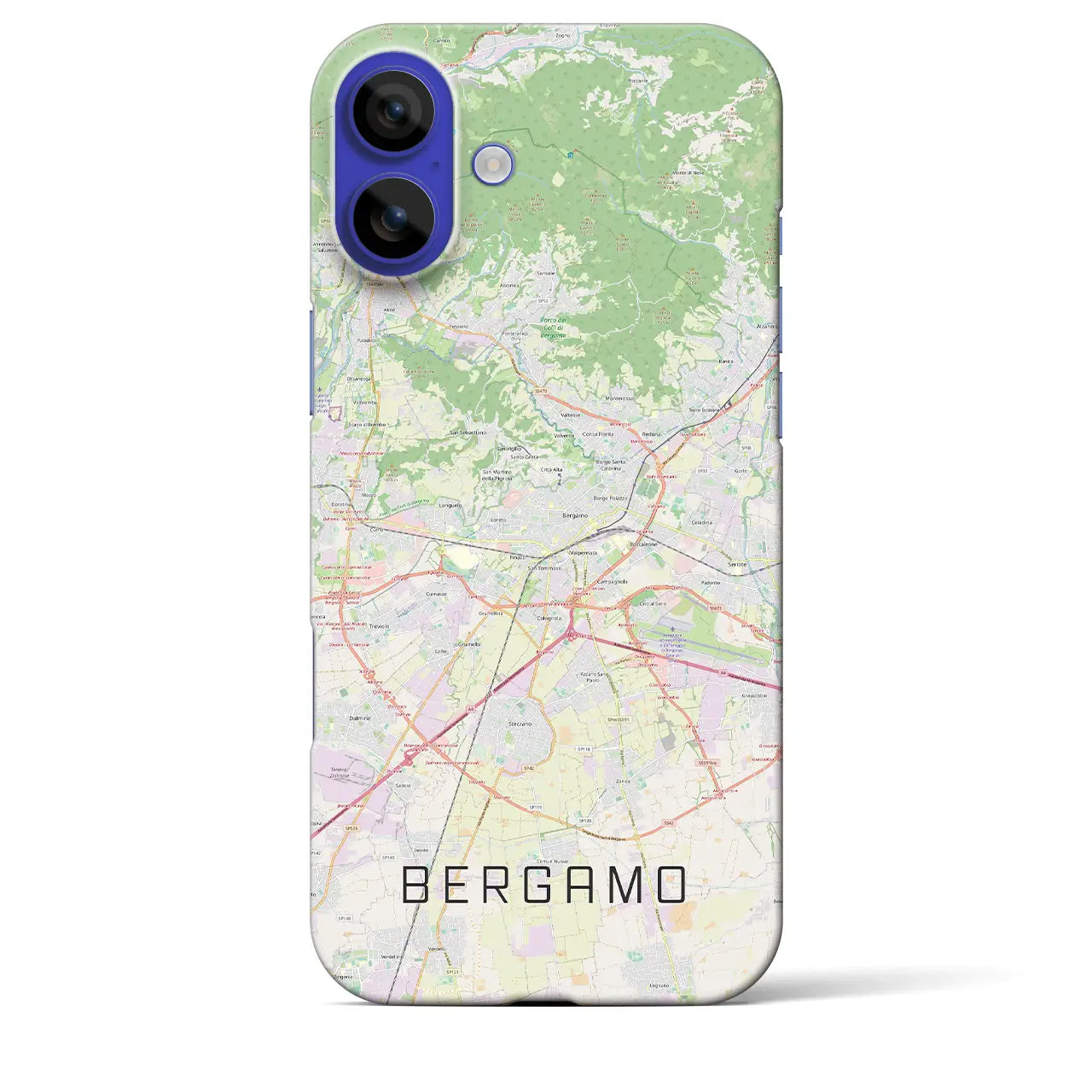 【ベルガモ(イタリア)】地図柄iPhoneケース(バックカバータイプ)